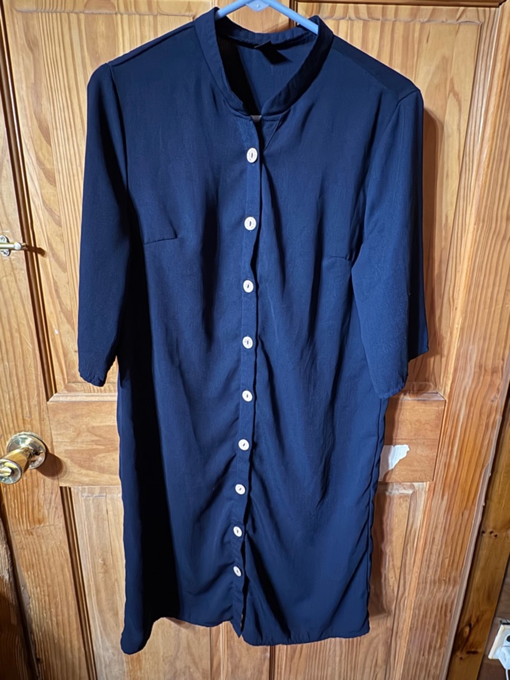 SHEIN Navy Blue Long Sleeve Button-Down Dress